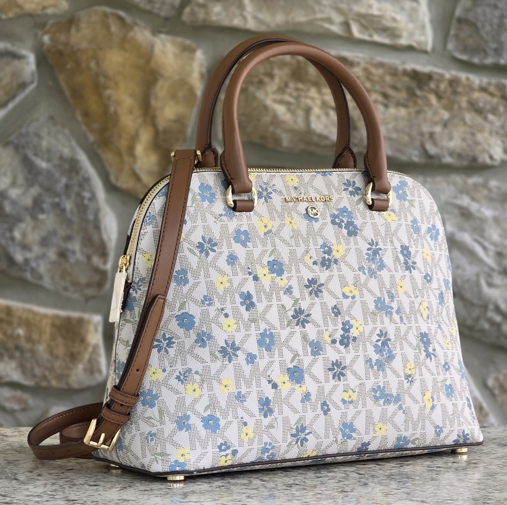 Michael Kors Cindy Logo Floral Large Satchel